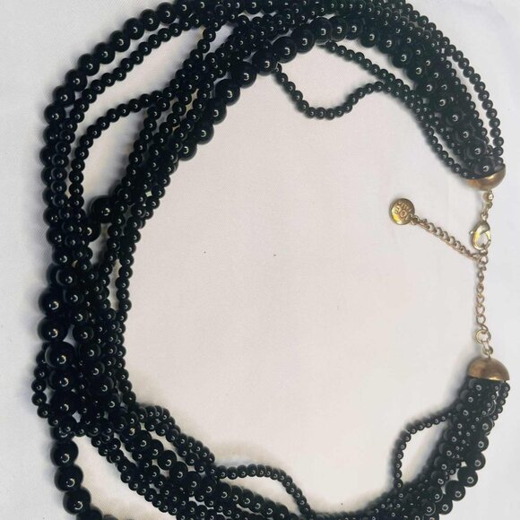 Vintage Joe Fresh Multi-Strand Black Bead Necklace, 7 Rows, Bronze Hardware, 50– - Picture 8 of 9